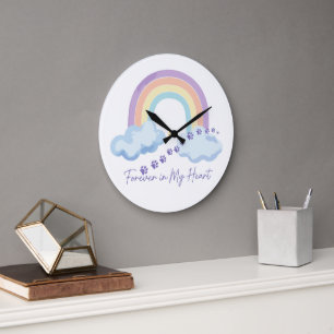 Grande Horloge Ronde À jamais dans mon cœur Mémorial des animaux de com