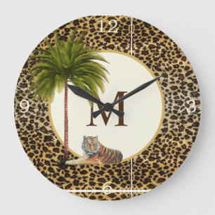 Grande Horloge Ronde A Tigre Leopard Pattern monogram