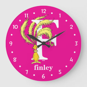 Grande Horloge Ronde ABC du Dr Seuss : Lettre F - Blanc   Ajouter Votre