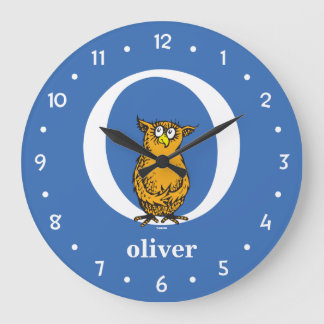 Grande Horloge Ronde ABC du Dr Seuss : Lettre O - Blanc | Ajouter Votre
