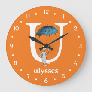 Grande Horloge Ronde ABC du Dr Seuss : Lettre U - Blanc   Ajouter Votre