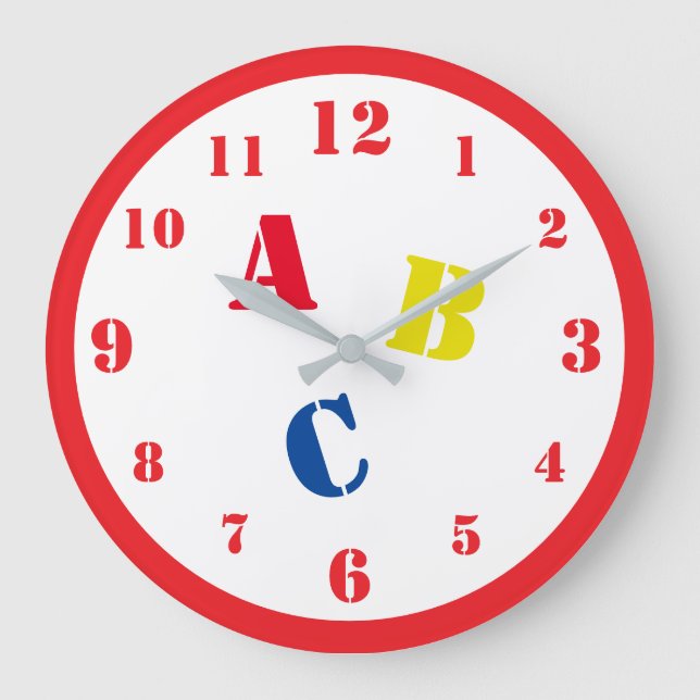 Grande Horloge Ronde ABC Nursery Acrylic Wall Clock (Recto)