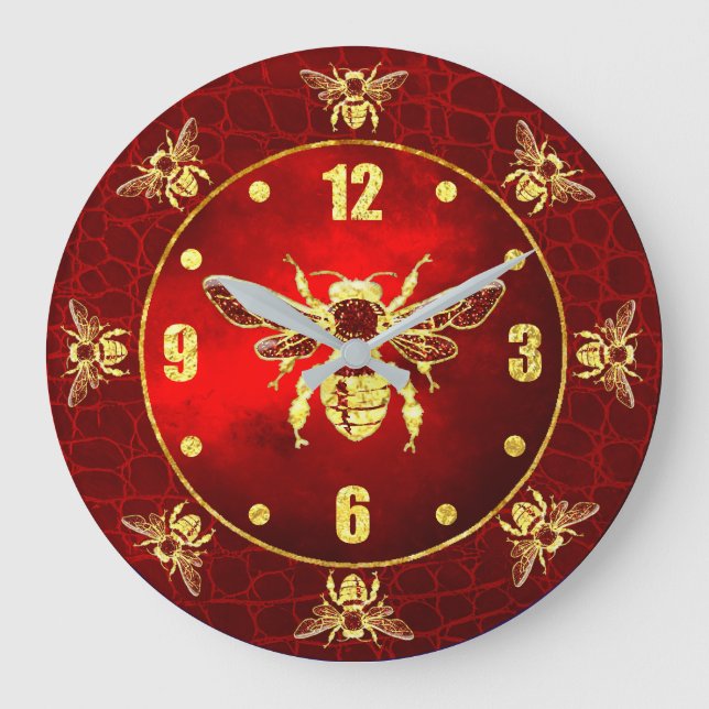 Grande Horloge Ronde Abee de miel en or et rouge (Recto)