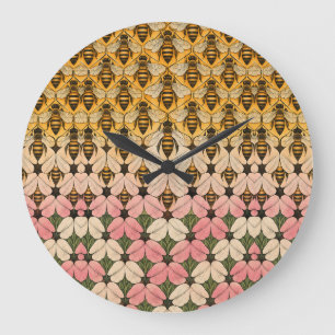 Grande Horloge Ronde Abeille et Fleur Tessellation