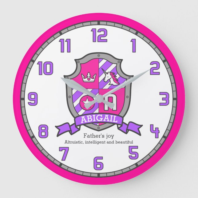 Grande Horloge Ronde Abigail lettre Un nom signifiant chevaliers boucli (Recto)