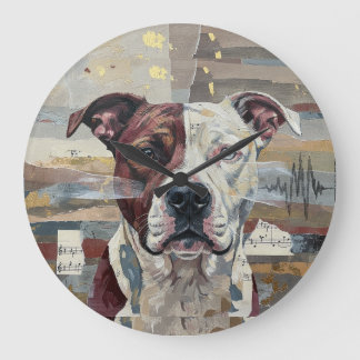 Grande Horloge Ronde Abstract Art Pitbull Version 1