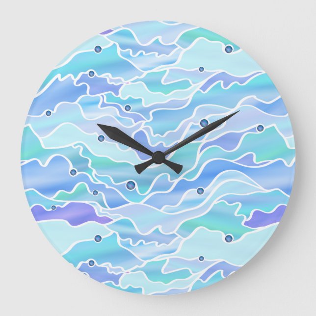 Grande Horloge Ronde Abstract bleu (Recto)