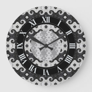 Grande Horloge Ronde Abstract Diamond Eye Curls Pattern Wall Clock