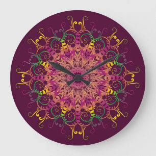 Grande Horloge Ronde Abstract ethnic mandala