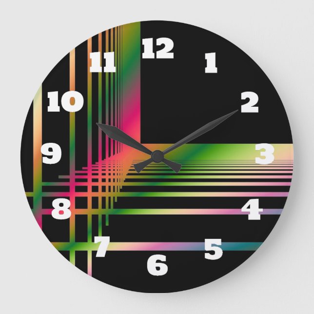 Grande Horloge Ronde Abstract Fractal Lines and Crosses (Recto)