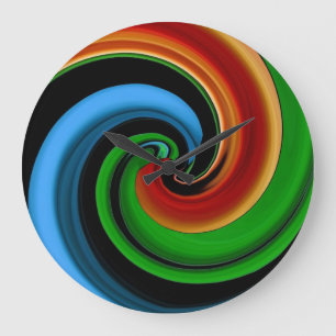 Grande Horloge Ronde Abstract Rainbow