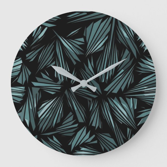 Grande Horloge Ronde Abstract Shattered Glass Blue Pattern Large Clock (Recto)