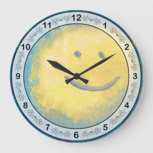 Grande Horloge Ronde Abstrait - Acrylique - Abstractions heureuses