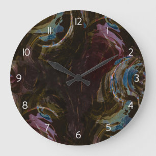 Grande Horloge Ronde Abstrait atomique noir rétro