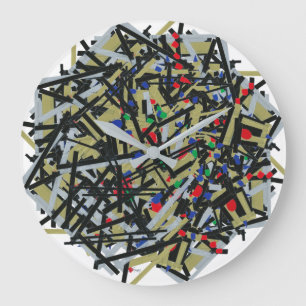 Grande Horloge Ronde Abstrait dans les formes de bande et de lettres 1