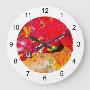 Grande Horloge Ronde Abstrait De Palette Artiste Colorée