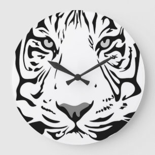 Grande Horloge Ronde Abstrait de vie de tigre blanc