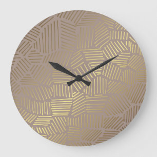 Grande Horloge Ronde Abstrait doré, élégant arrière - plan vintage.