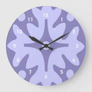 Grande Horloge Ronde Abstrait floral Lilac