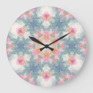Grande Horloge Ronde Abstrait géométrique moderne imprimé ornemental bl