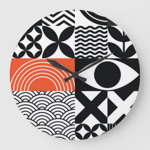 Grande Horloge Ronde Abstrait moderne : toile de design artistique.