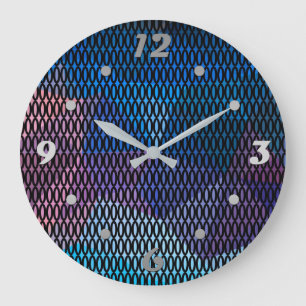 Grande Horloge Ronde Abstrait, motif multicolore, motif maillé, dentell
