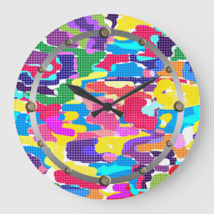 Grande Horloge Ronde Abstrait multicolore