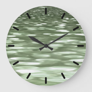 Grande Horloge Ronde Abstrait n° 3 : Flou vert olive