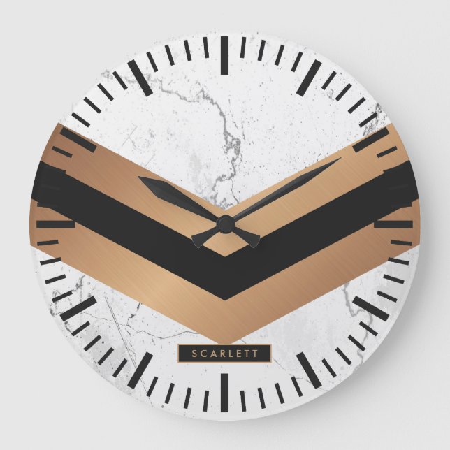 Grande Horloge Ronde Abstrait noir et or (Recto)