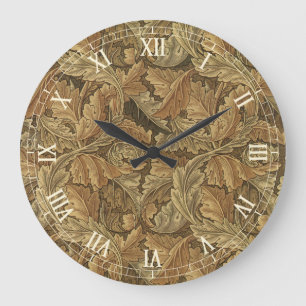 Grande Horloge Ronde Acanthus Feuilles de William Morris, Antique Texti
