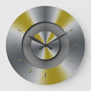 Grande Horloge Ronde Accents Jaune foncé Couleur Correspondante