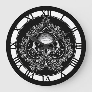 Grande Horloge Ronde Ace Crâne de pique