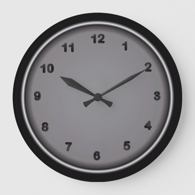 Grande Horloge Ronde Acier et numéro noir Imprimer (Recto)