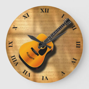 Grande Horloge Ronde Acoustic Vintage Guitar With Musician Custom Name