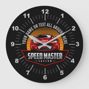 Grande Horloge Ronde Add Name Text Red Custom SPEED MASTER  