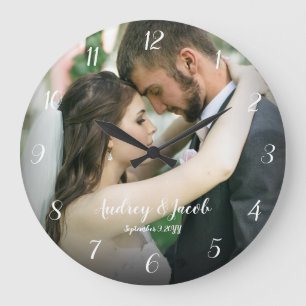 Grande Horloge Ronde Add Your Own Wedding Photo Custom Round Clock