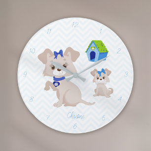 Grande Horloge Ronde Adorable mignonne maman chien avec chiot