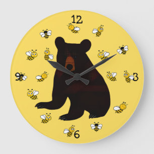 Grande Horloge Ronde Adorable Petit Miel Ours