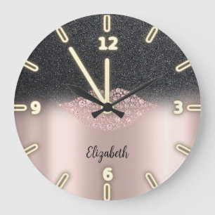 Grande Horloge Ronde Adorable Rose Gold tendance Diamants Lèvres  