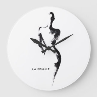 Grande Horloge Ronde Affiche de peinture simple gouache La Femme 01