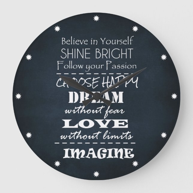 Grande Horloge Ronde Affirmations de devis motivationnelles (Recto)