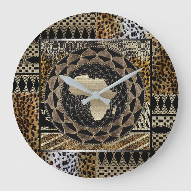 Grande Horloge Ronde  Africa Motif Graphic Large Clock (Recto)