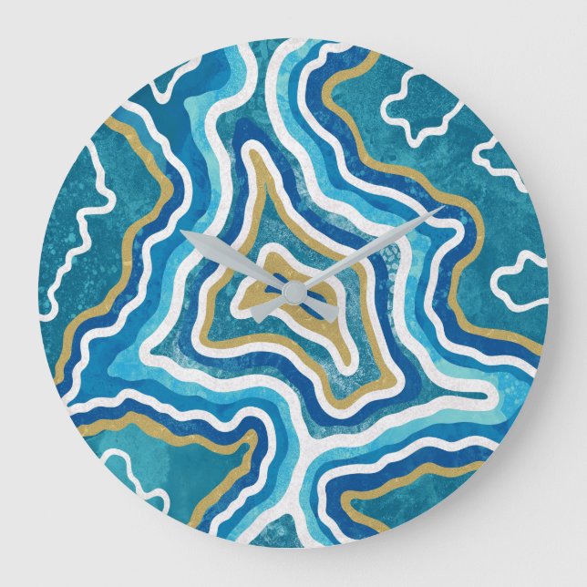 Grande Horloge Ronde Agate graphique en or bleu (Recto)
