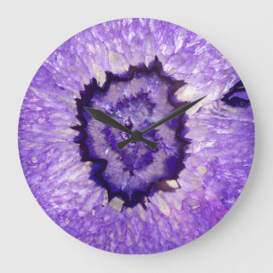 Grande Horloge Ronde Agate pourpre Geode de Falln
