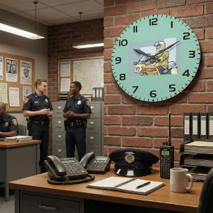 Grande Horloge Ronde Agent de police moto Justice