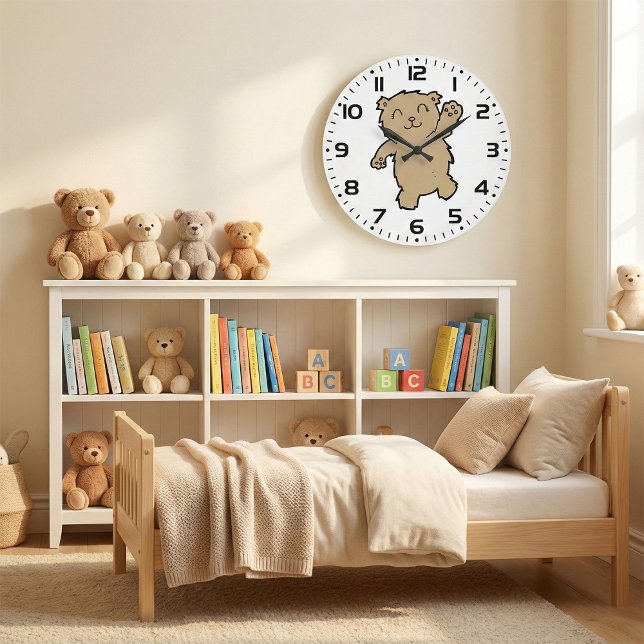 Grande Horloge Ronde Agiter Adorable Ours Souriant (Créateur téléchargé)