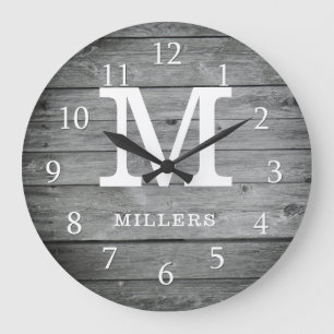 Grande Horloge Ronde Agritourisme Monogramme en bois