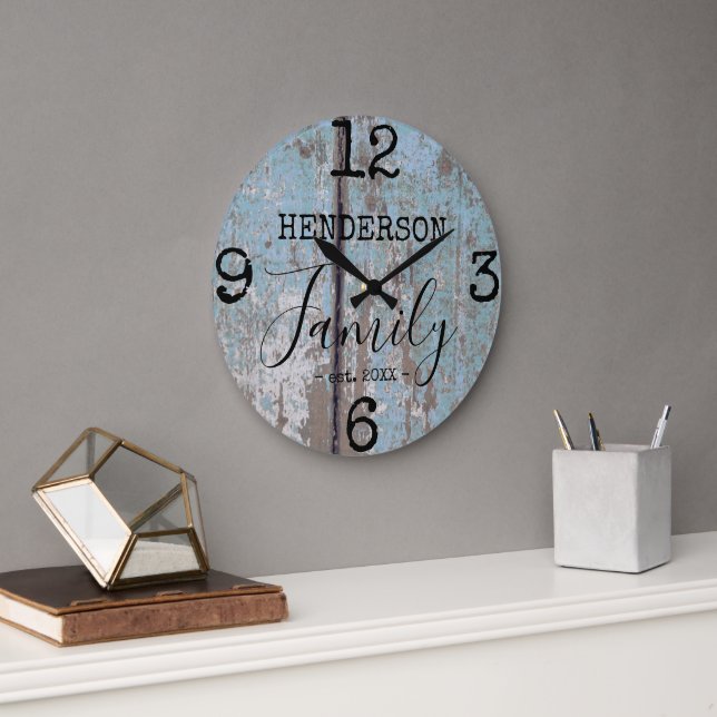 Grande Horloge Ronde Agritourisme rustique désorganisé Faux Wood Nom de (Bureau)