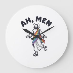 Grande Horloge Ronde Ah Men Roller Skating Foi Vector Design_1