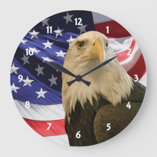 Grande Horloge Ronde Aigle et drapeau américains